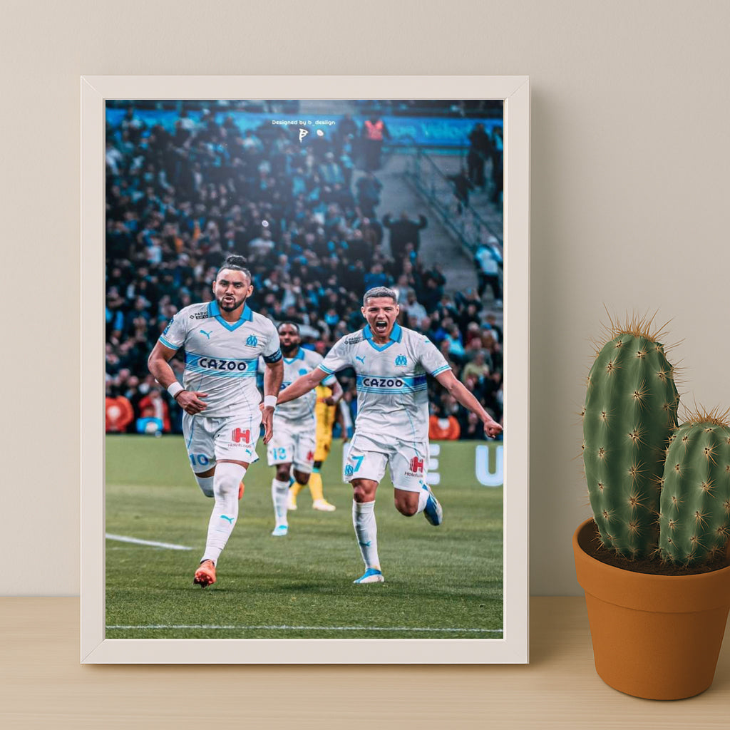 Poster encadrée Olympique de Marseille - Dimitri Payet Célébration