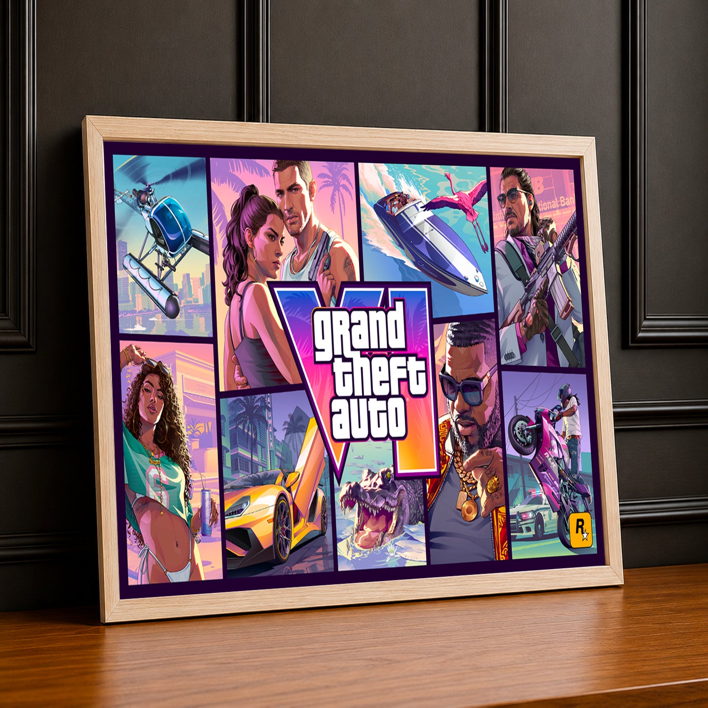Poster Grand Theft Auto VI – Cover Officielle Encadré Format Paysage TonCadre