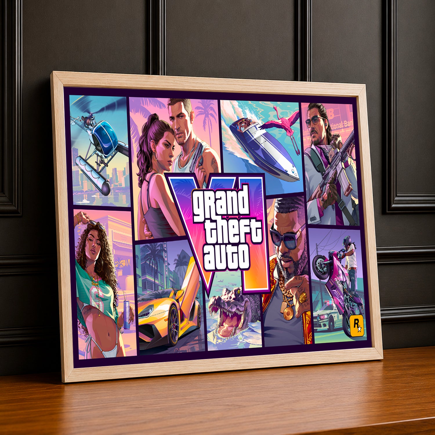 Poster Grand Theft Auto VI – Cover Officielle Encadré Format Paysage TonCadre