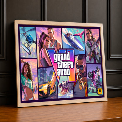 Poster Grand Theft Auto VI – Cover Officielle Encadré Format Paysage TonCadre