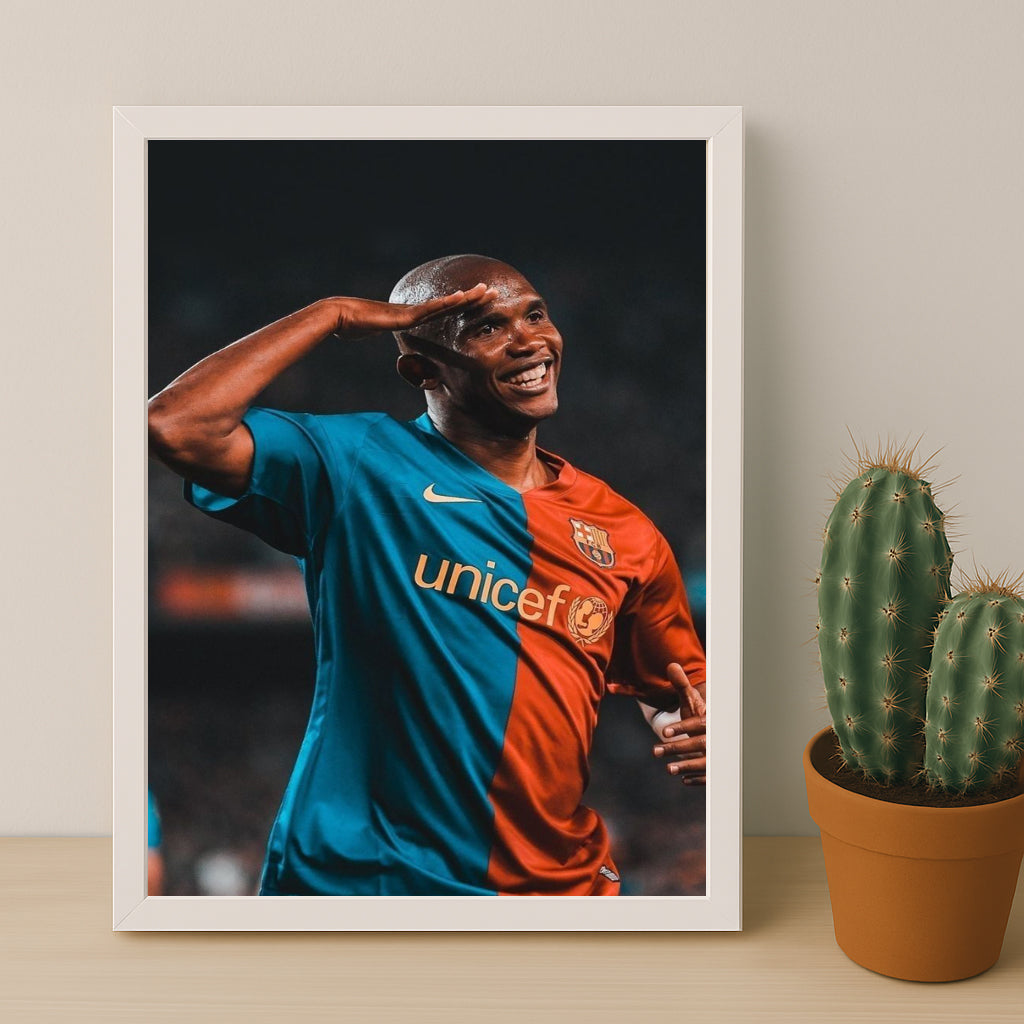 Poster encadrée FC Barcelone - Samuel Etoo