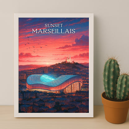 Poster encadrée Olympique de Marseille - Sunset Marseillais