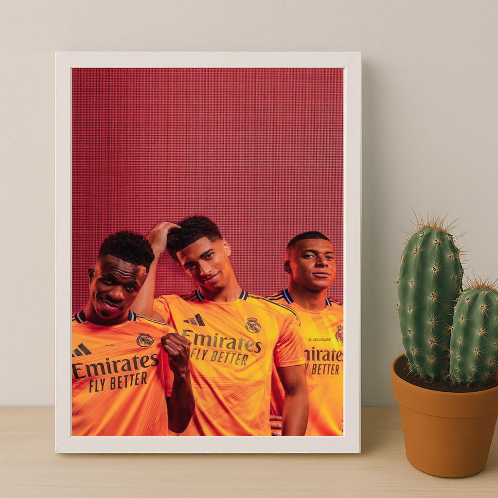 Poster encadrée Real Madrid - Vinicius, Bellingham, Mbappé