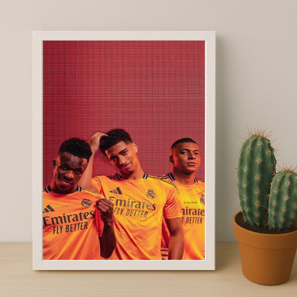 Poster encadrée Real Madrid - Vinicius, Bellingham, Mbappé