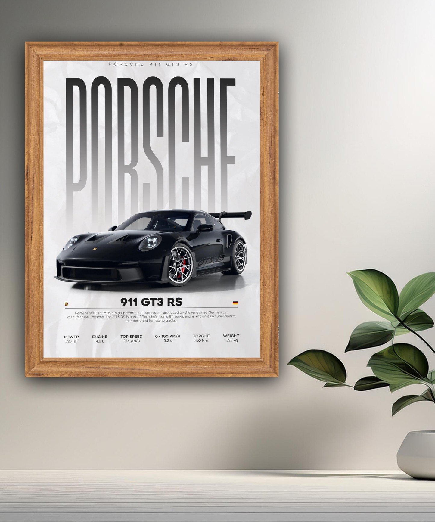 Cadre photo Porsche GT3 RS 911 noir