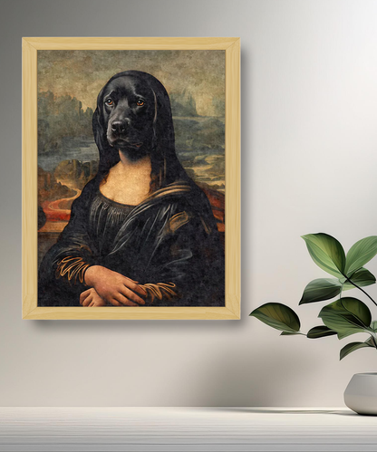 Cadre photo Mona Lisa La Joconde chien noir