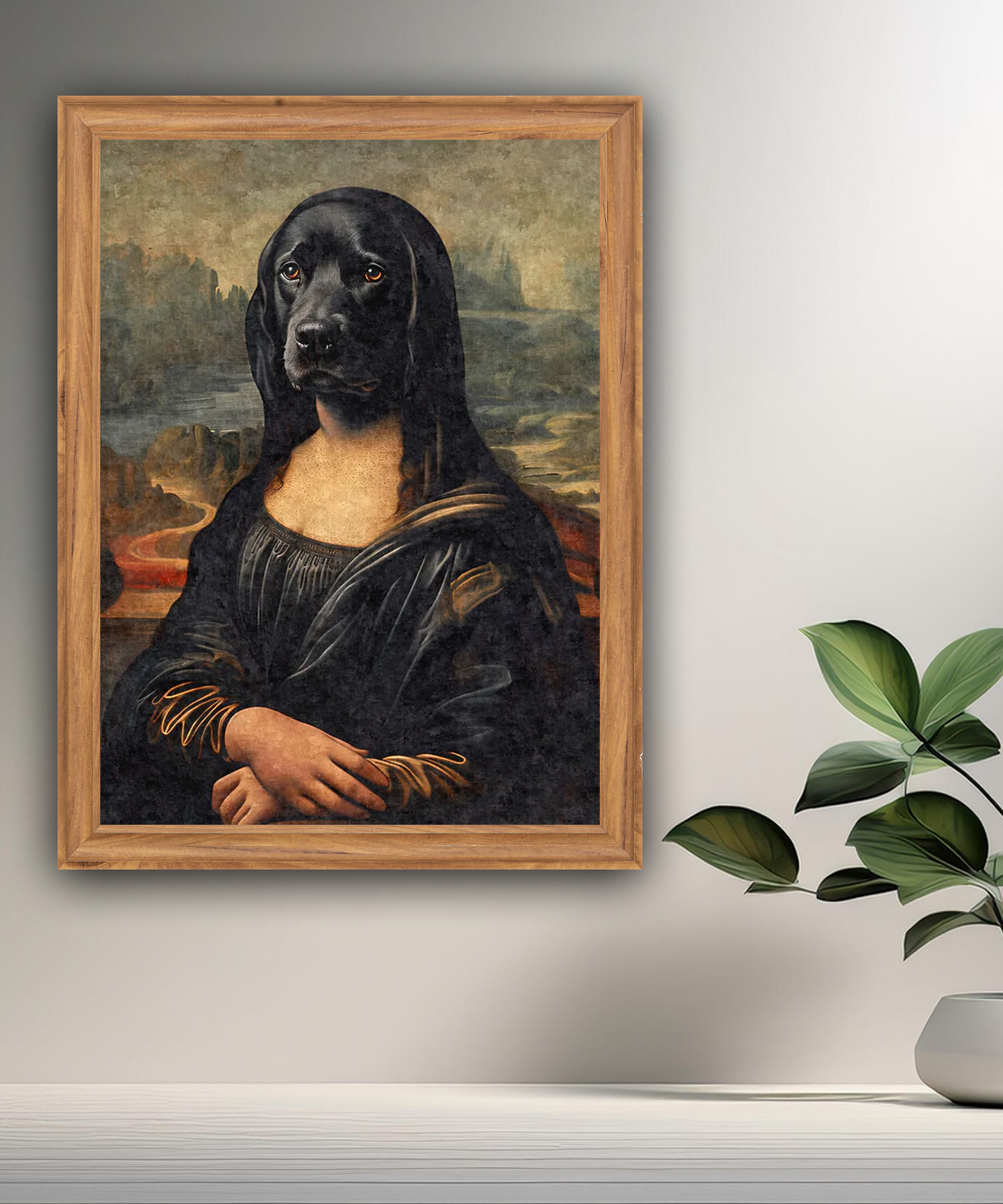 Cadre photo Mona Lisa La Joconde chien noir