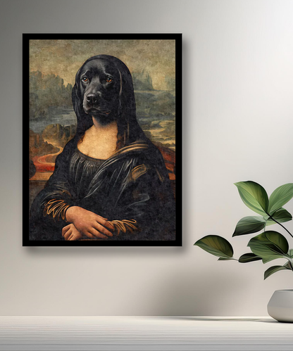 Cadre photo Mona Lisa La Joconde chien noir