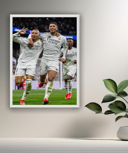 Cadre photo de Mbappé, Bellingham, Vinicius JR