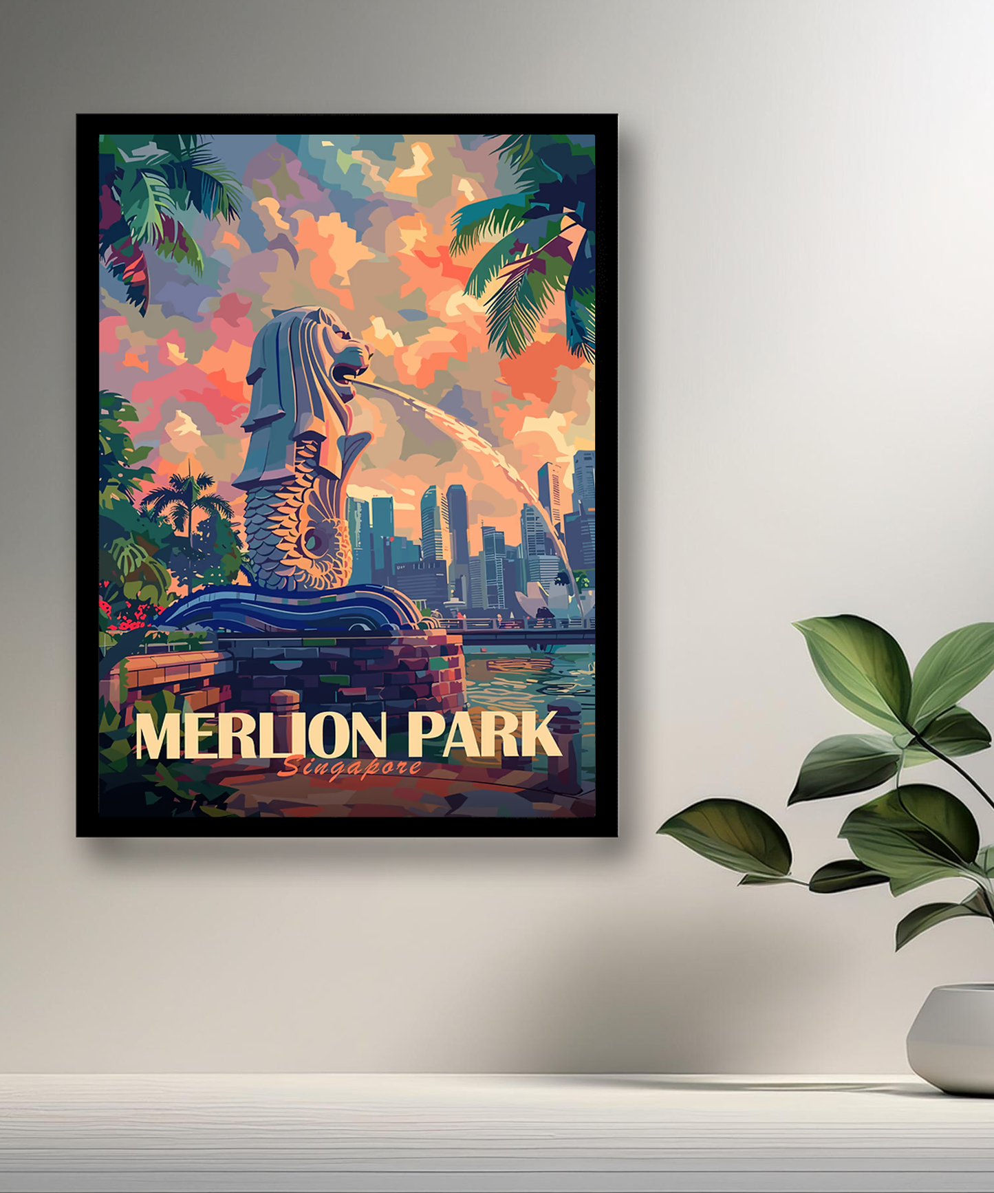 Cadre photo Merlion Park Singapore