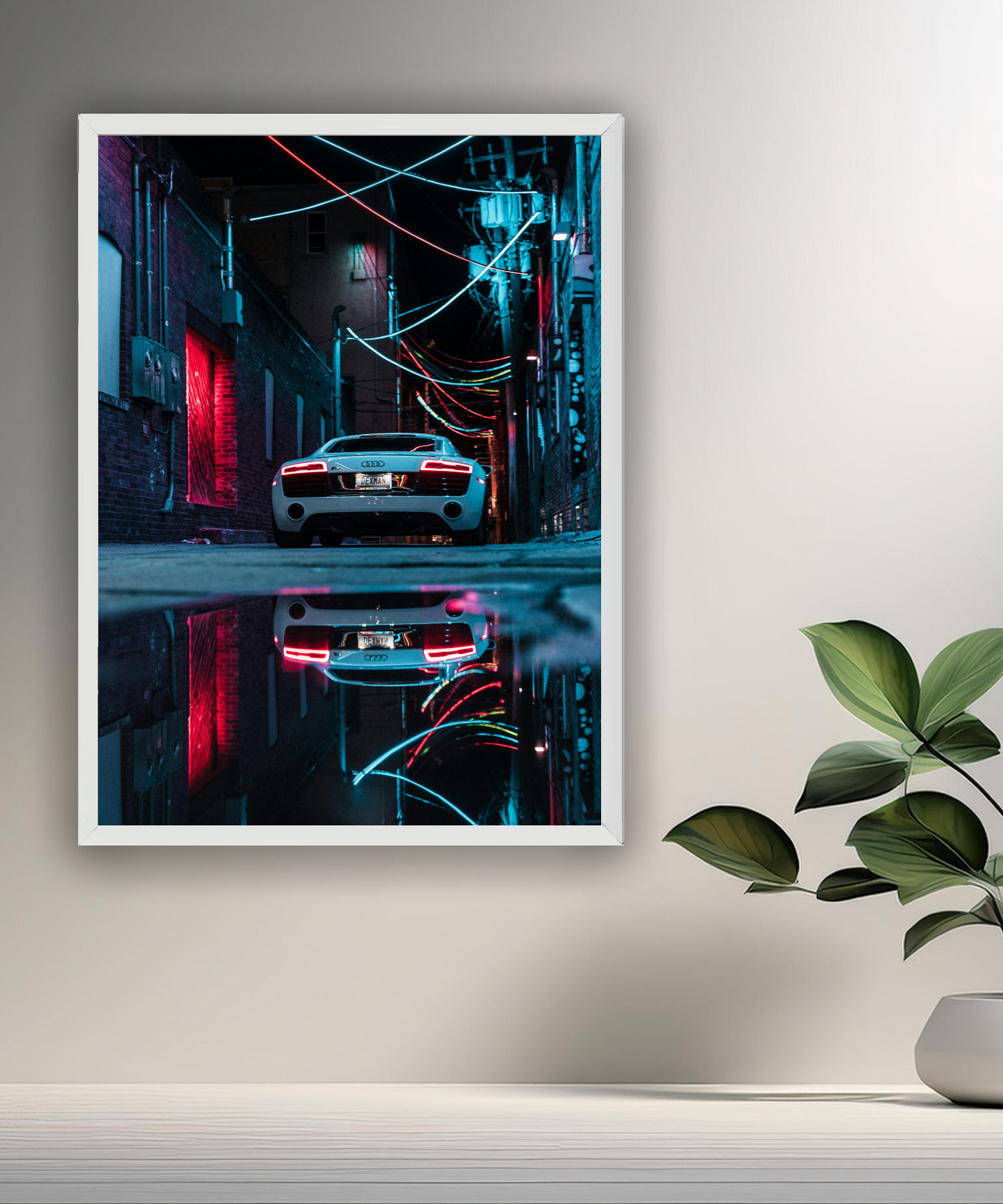 Cadre photo Audi R8 blanc