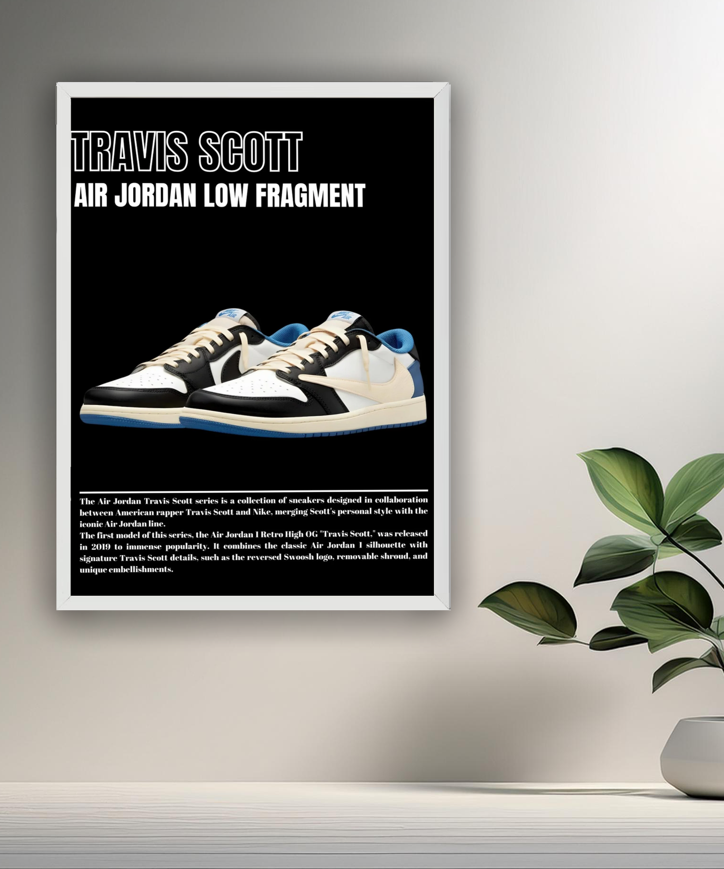 Poster Travis Scott Air Jordan Low Fragment encadré