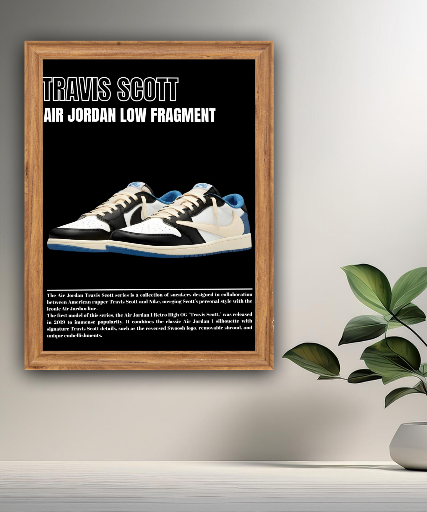 Poster Travis Scott Air Jordan Low Fragment encadré