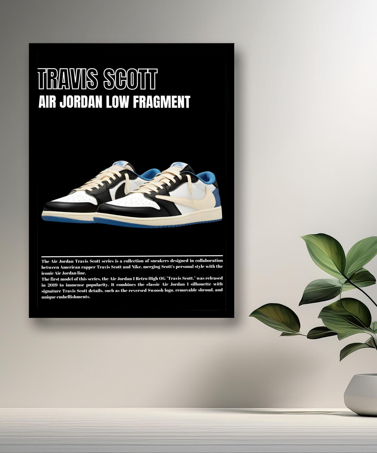 Poster Travis Scott Air Jordan Low Fragment encadré