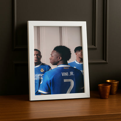 Poster encadrée Real Madrid - Vinicius, Bellingham, Mbappé Trio