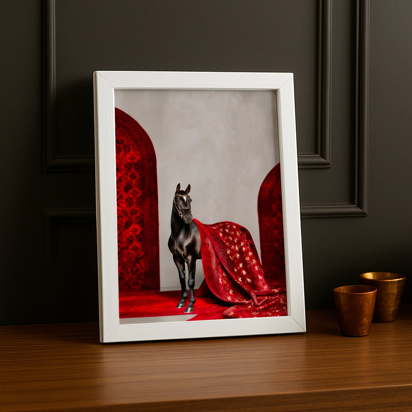 Cadre photo Équitation - Cheval Draps Rouge