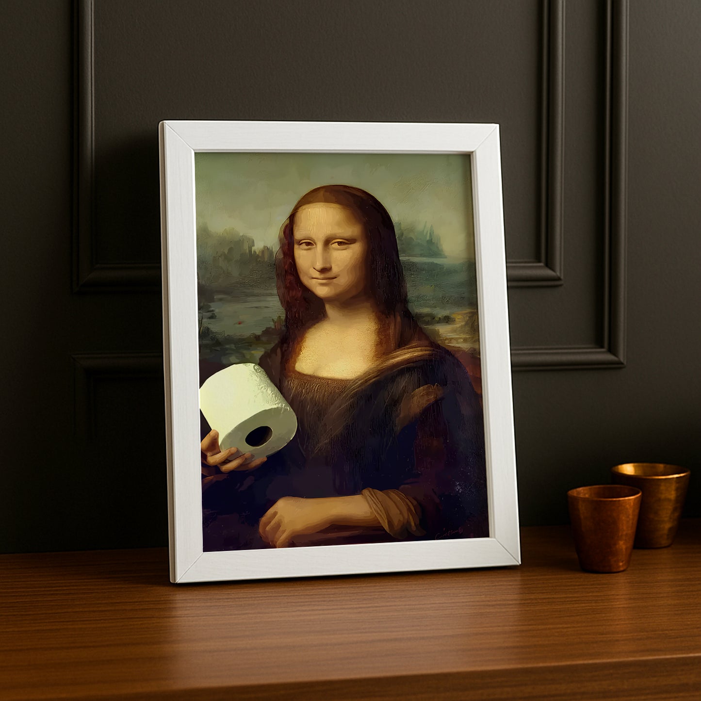 Cadre photo Mona Lisa La Joconde papier toilette
