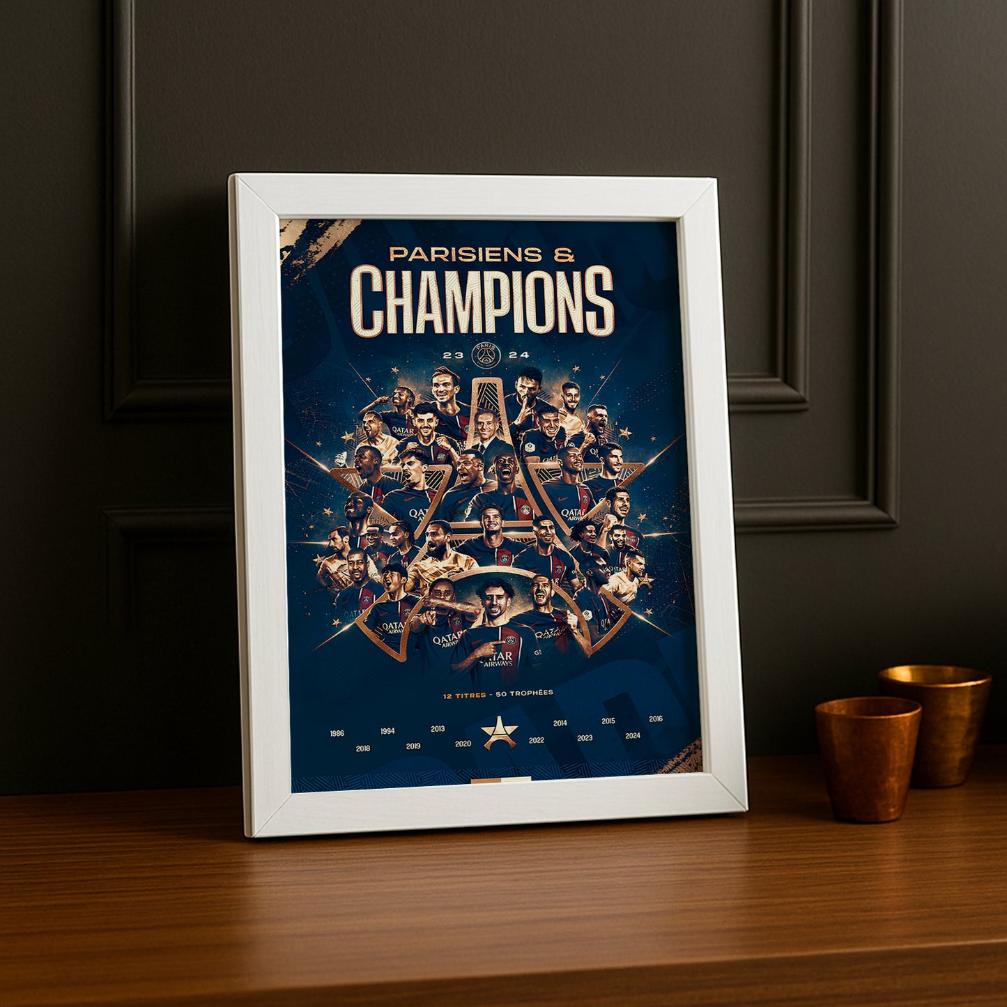 Cadre photo Paris Saint-Germain Champions de France 2023 - 2024