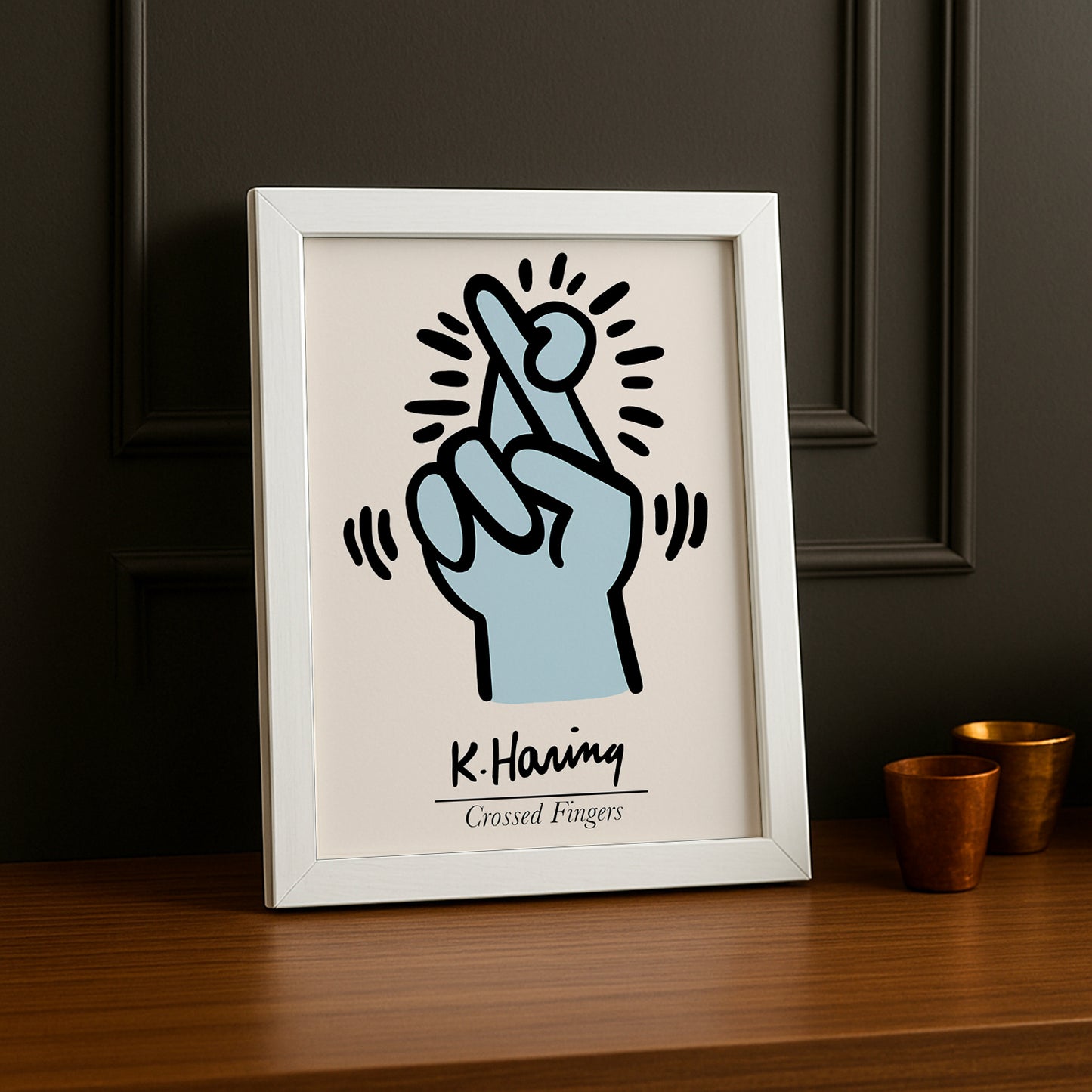 Cadre Photo Keith Haring - Doigts croisés