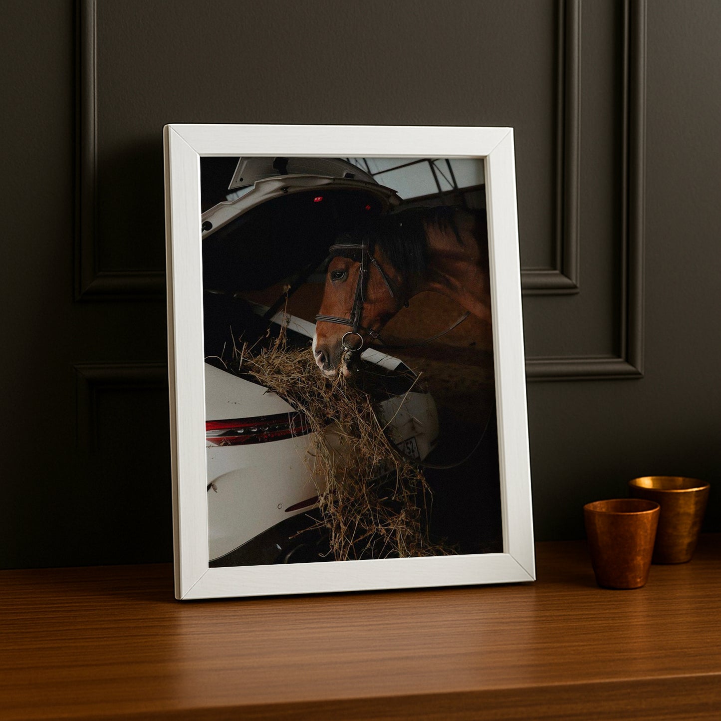 Cadre photo Équitation - Porsche Blanche