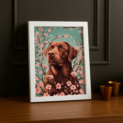 Cadre Photo Chien - Arbre rose