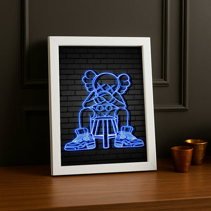 Cadre photo Kaws - Led Bleu