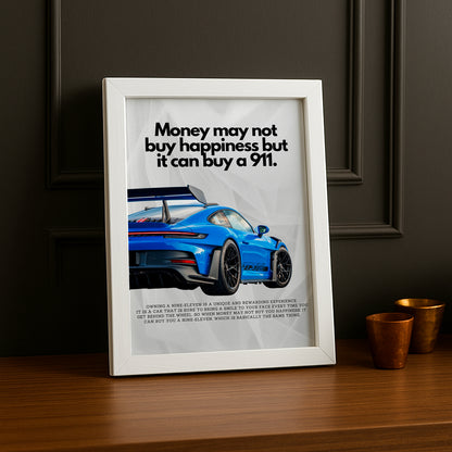 Poster encadré Porsche GT3 RS blue
