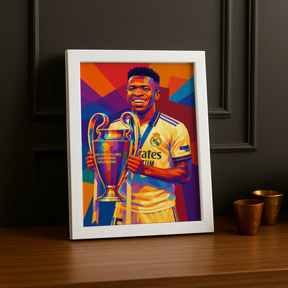 Cadre Photo Vinicius Jr Real Madrid Ligue des Champions – Affiche HD Encadrée Papier Premium