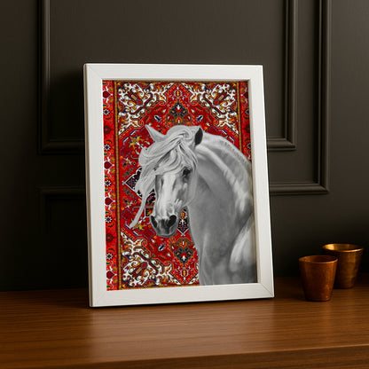 Cadre photo Équitation - Cheval Blanc Aesthetic Rouge