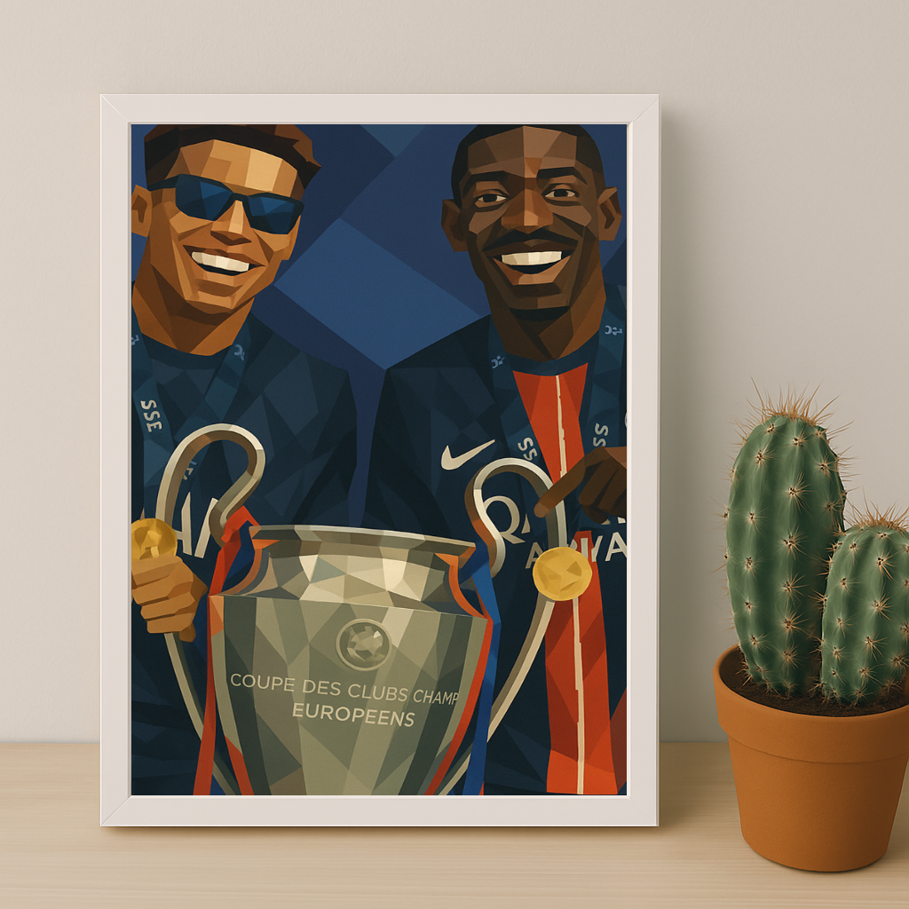 Cadre photo PSG illustration Dembélé x Hakimi