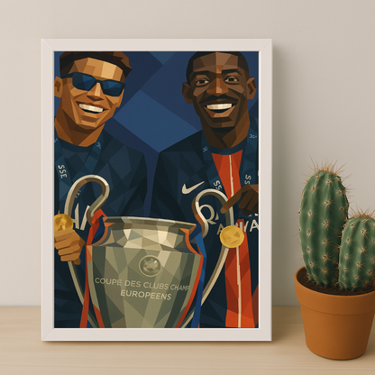 Cadre photo PSG illustration Dembélé x Hakimi