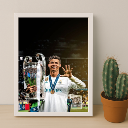 Cadre Photo Cristiano Ronaldo CR7 Real Madrid La Manita – Affiche HD Encadrée Papier Premium