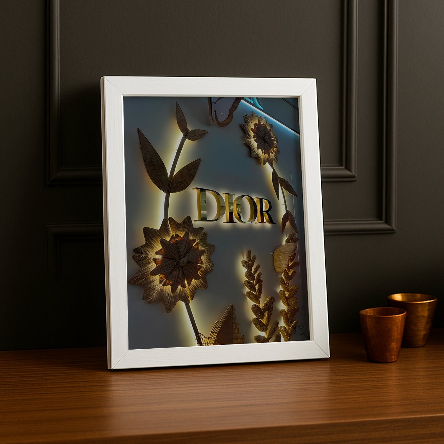 Cadre photo Dior - Gold Flowers