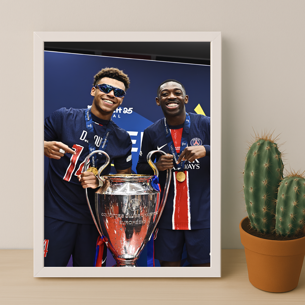 Cadre photo Paris Saint-Germain Désiré Doué x Ousmane Dembélé