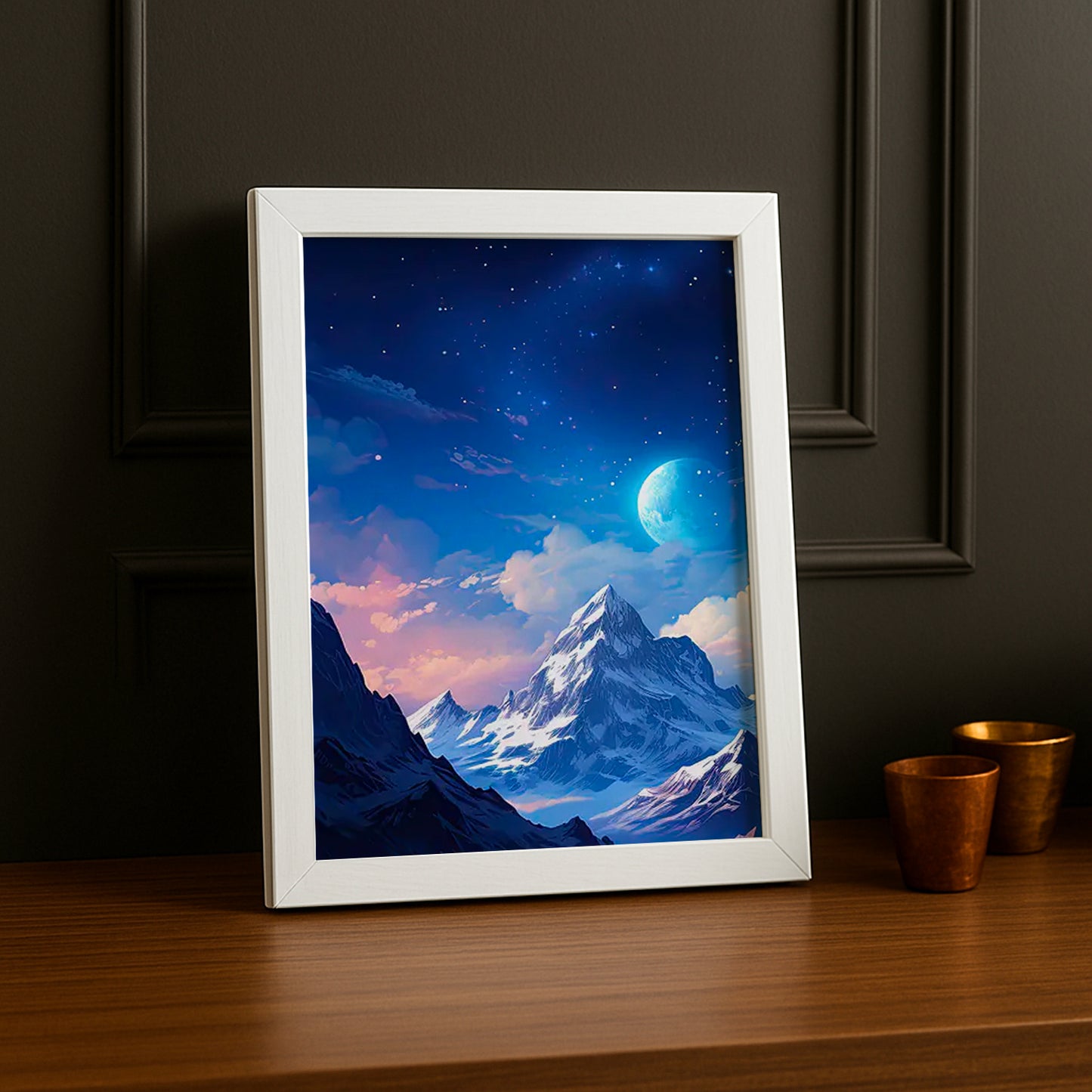 Poster Photo Naturel - Dessin de montagnes