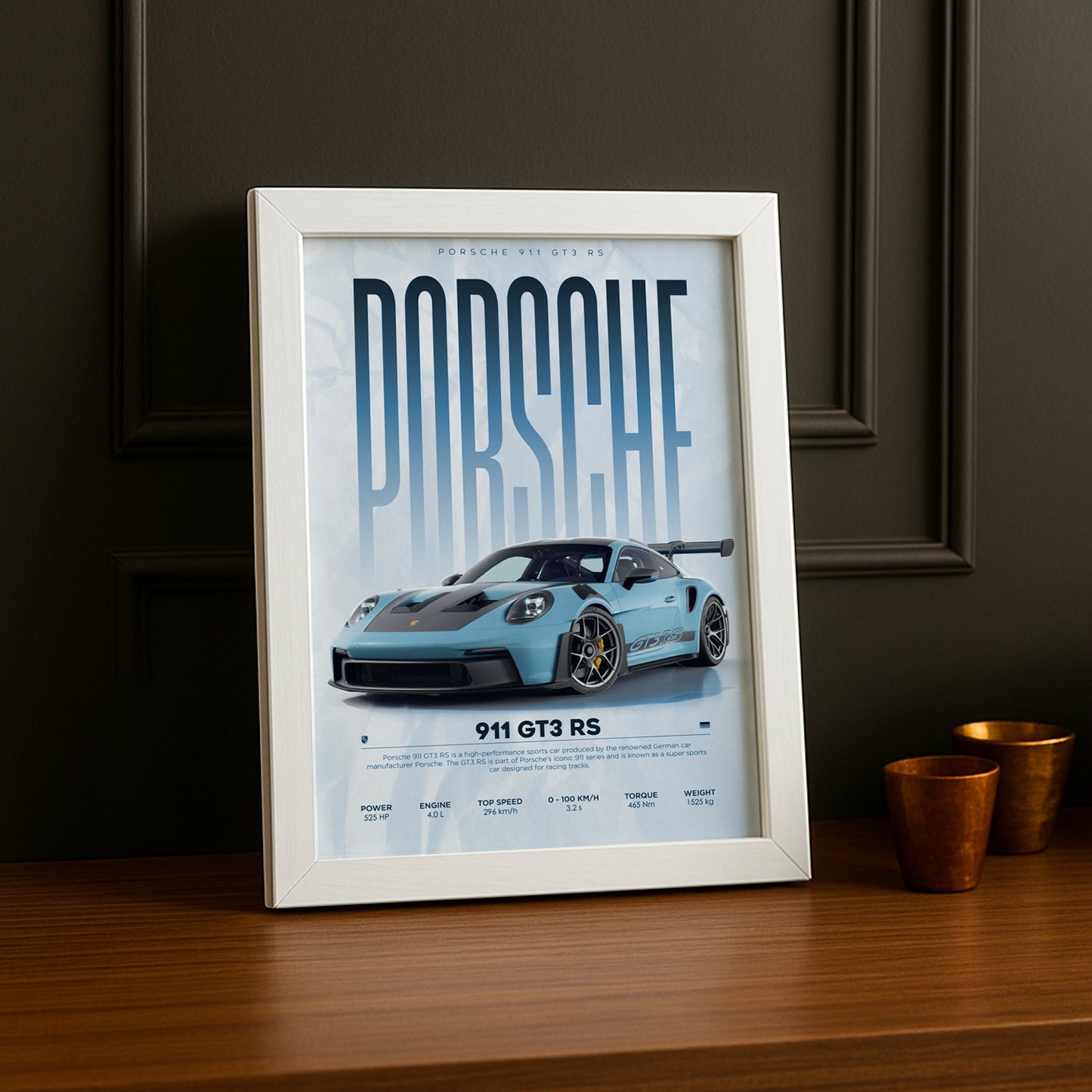 Cadre photo Porsche GT3 RS 911 bleu