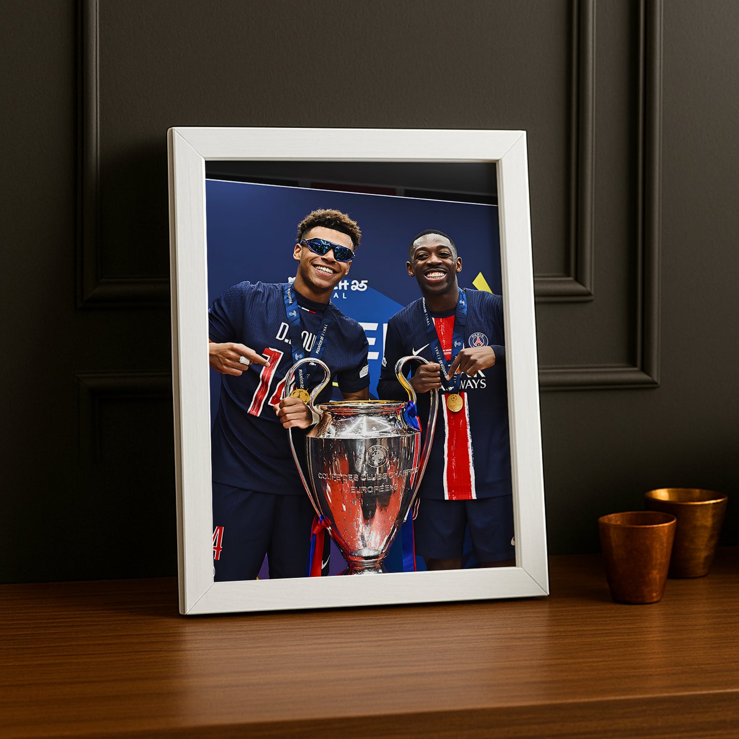 Cadre photo Paris Saint-Germain Désiré Doué x Ousmane Dembélé