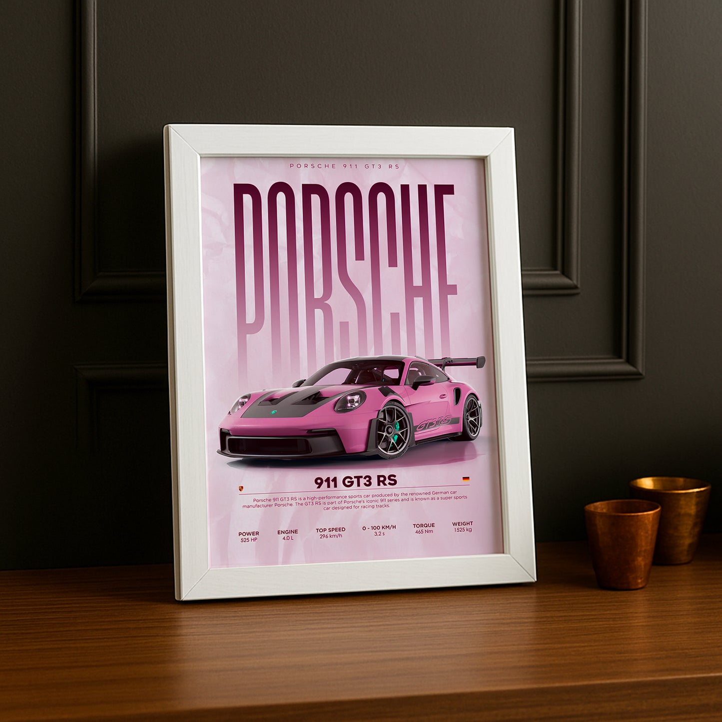 Cadre photo Porsche GT3 RS 911 rose