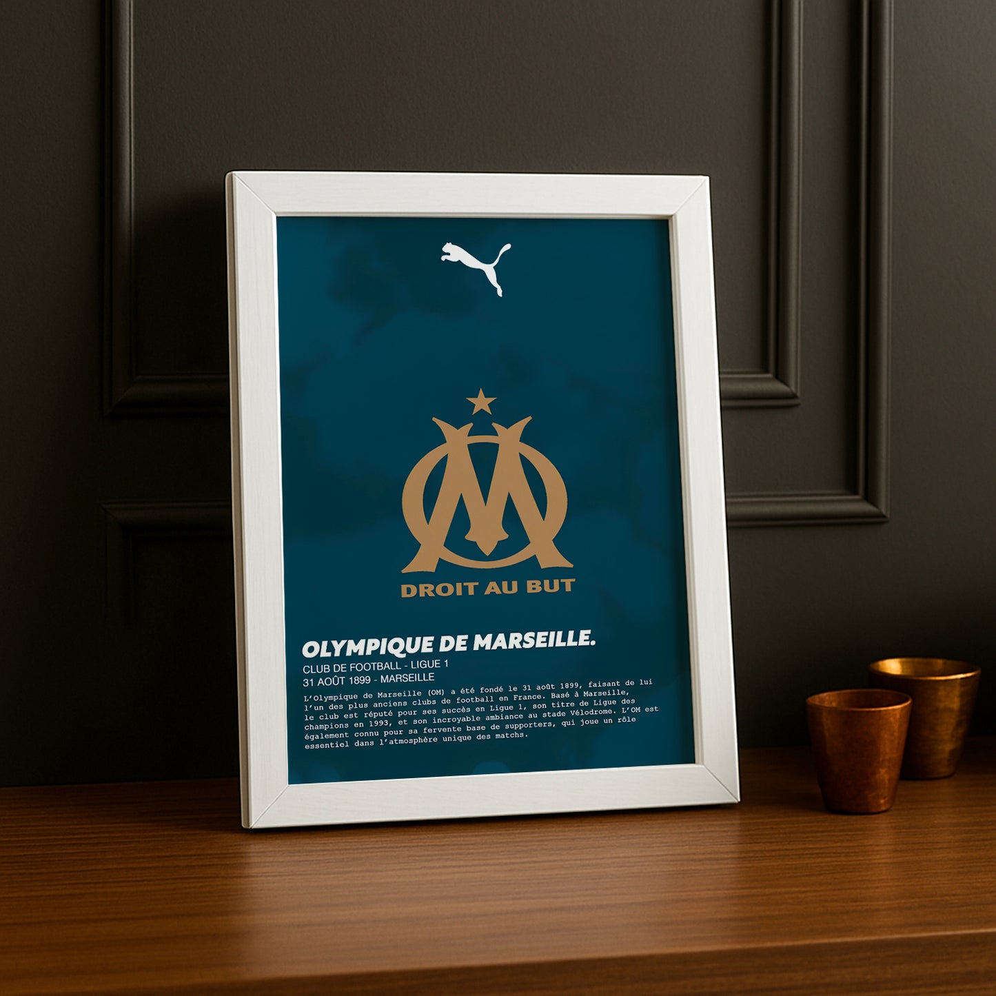 Cadre photo Olympique de marseille gold