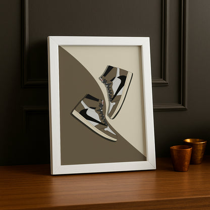 Cadre photo Air Jordan 1 x Travis Scott Mocha illustration