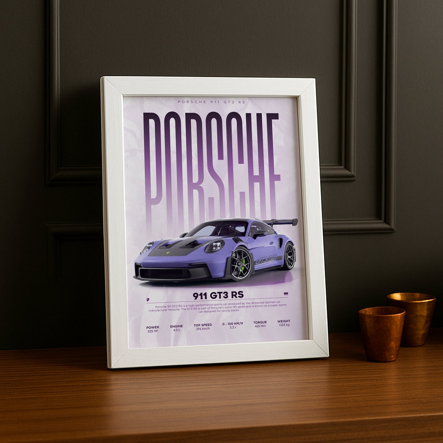 Cadre photo Porsche GT3 RS 911 violet