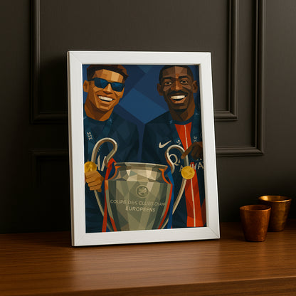 Cadre photo PSG illustration Dembélé x Hakimi