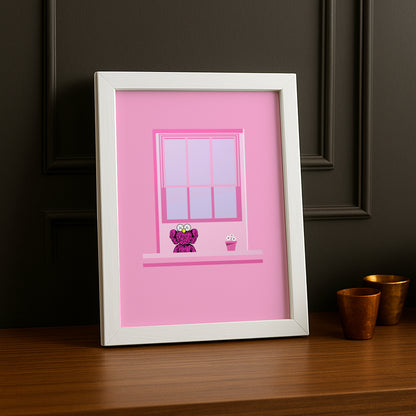 Cadre photo Kaws fenêtre rose
