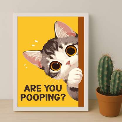 Cadre photo Chat mignon Are You Pooping ?