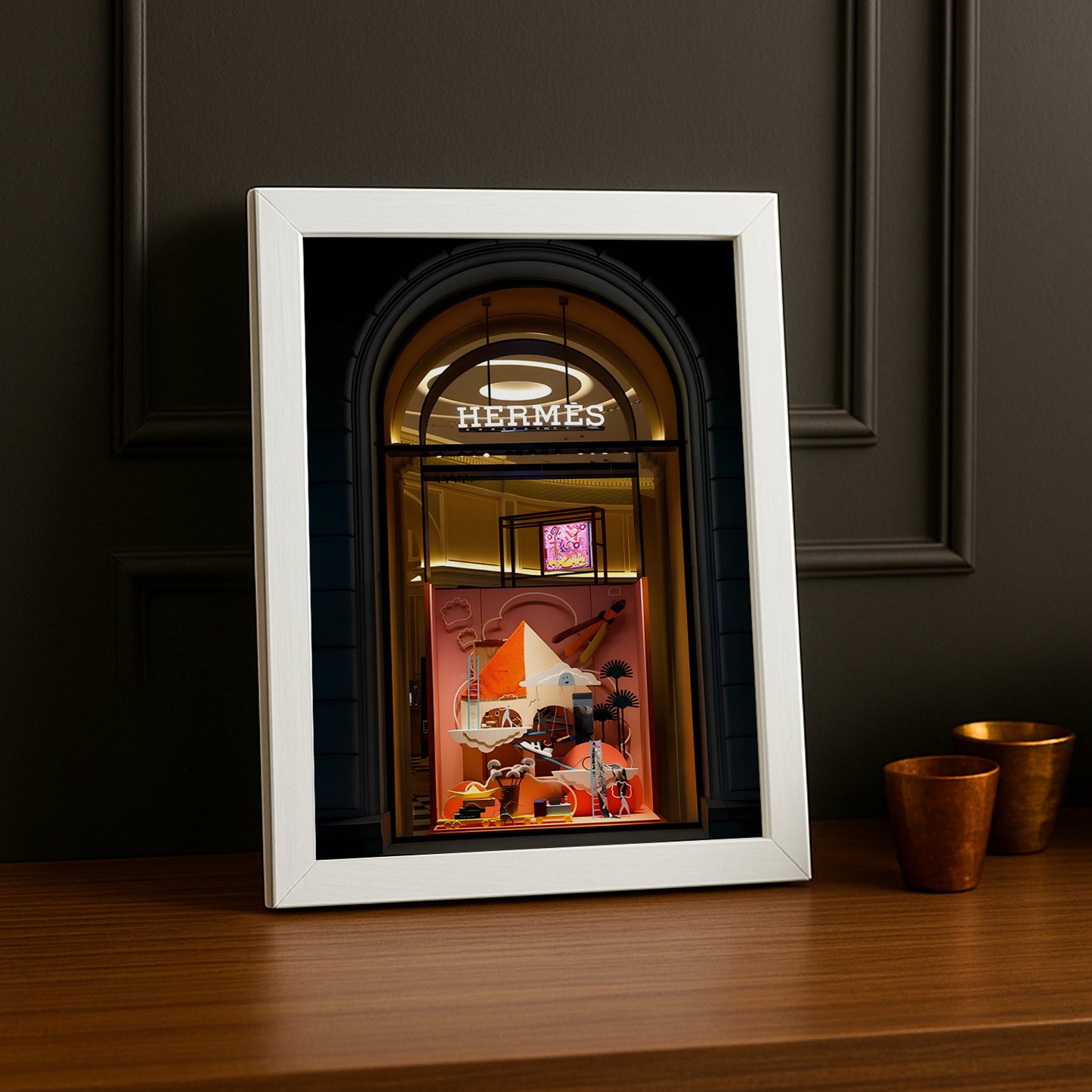 Cadre photo Hermès - Vitrine rouge