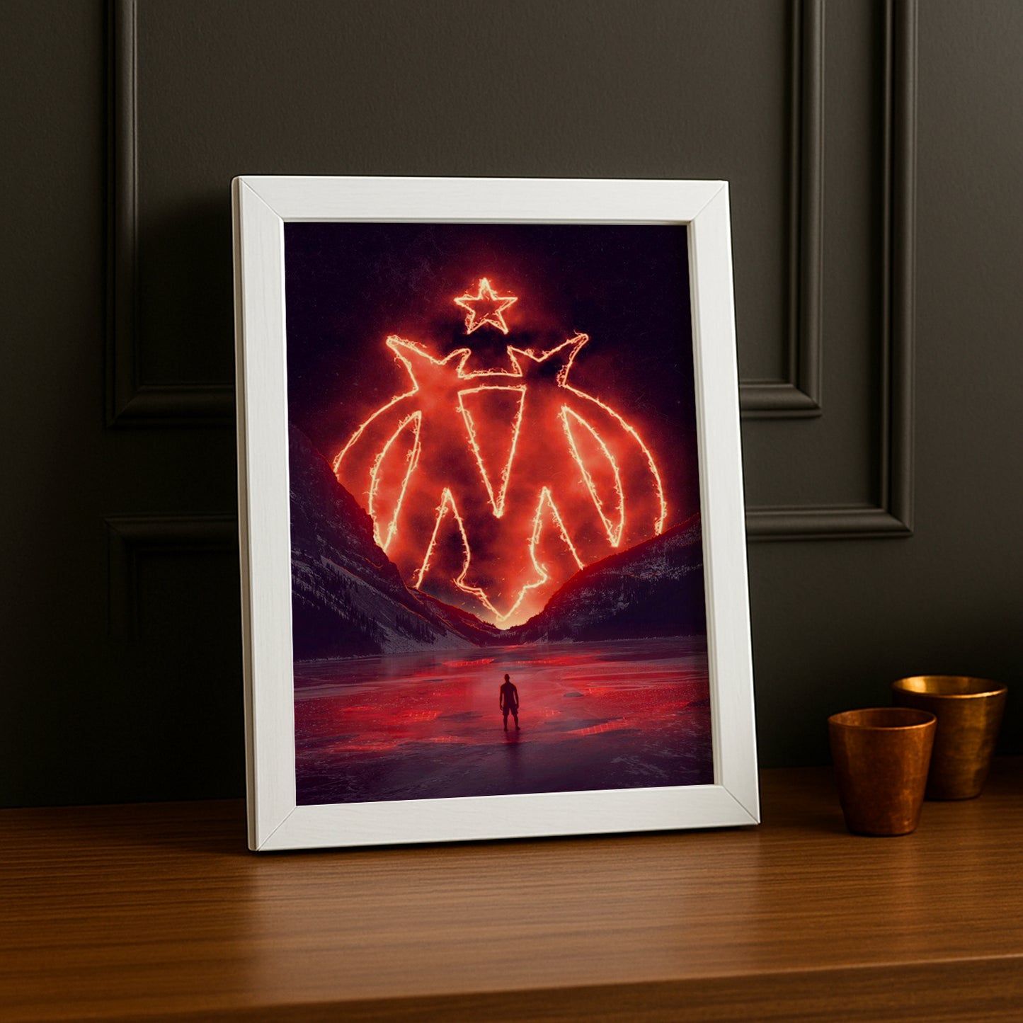 Cadre Photo Olympique de Marseille - Logo Enflammée