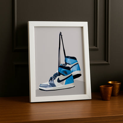 Air Jordan 1 High University Blauer Illustrations-Fotorahmen 