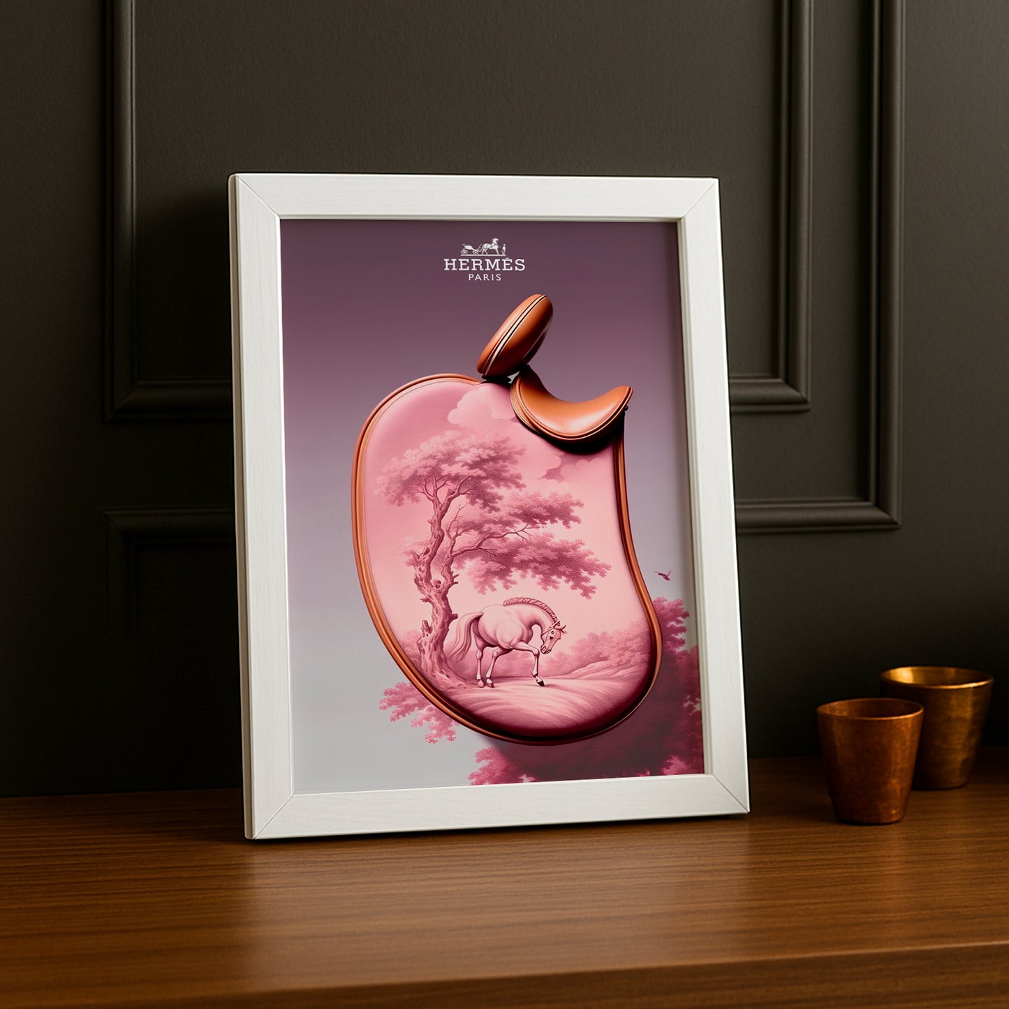 Cadre photo Hermès - Selle de Cheval Rose