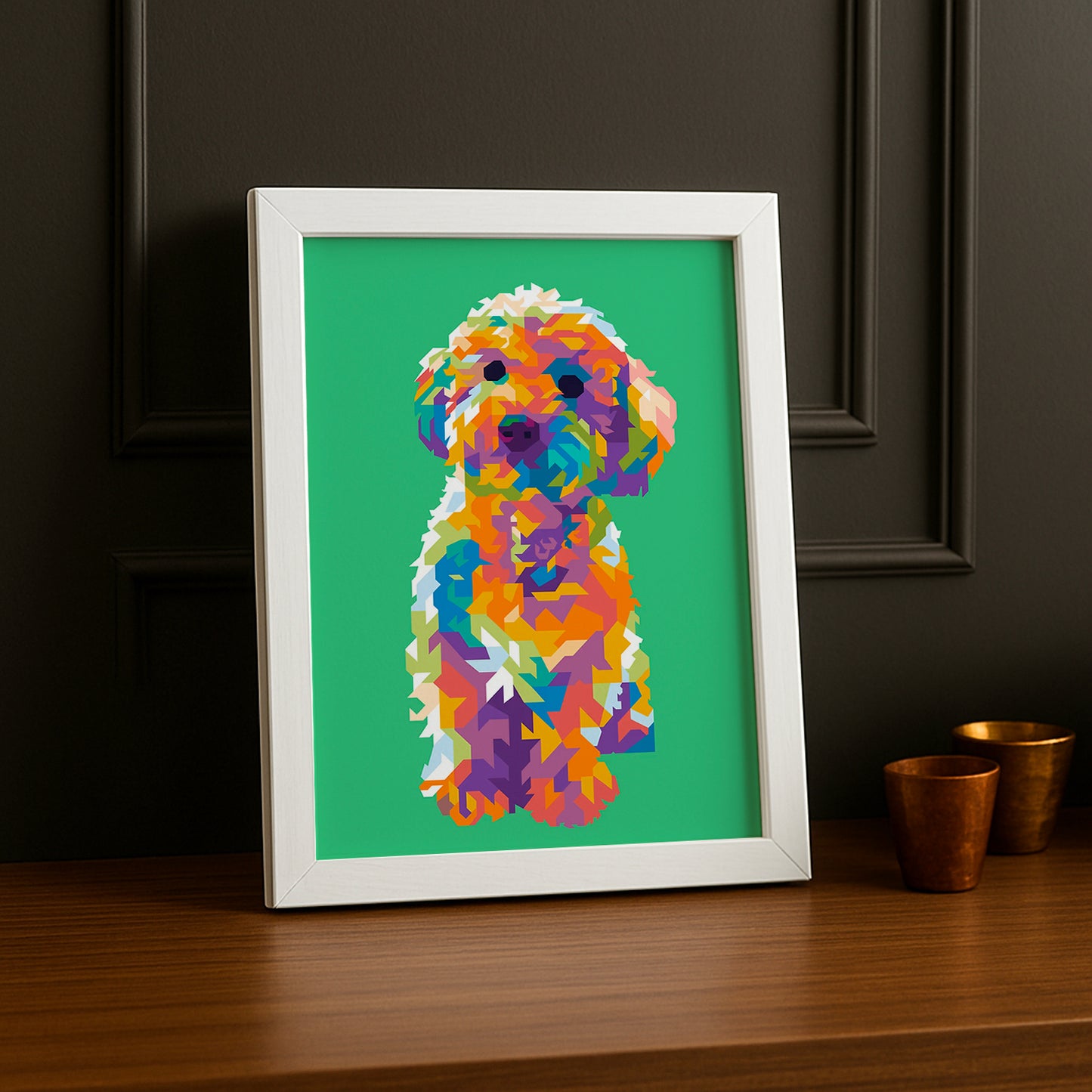 Cadre Photo Chien - Illustration vert