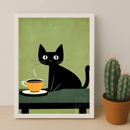 Cadre photo Coffee Lover - Chat Café